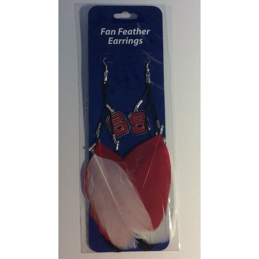 NCAA NC STATE WOLFPACK Jewelry Earrings Team Color Dangle Feather Sports Novelty